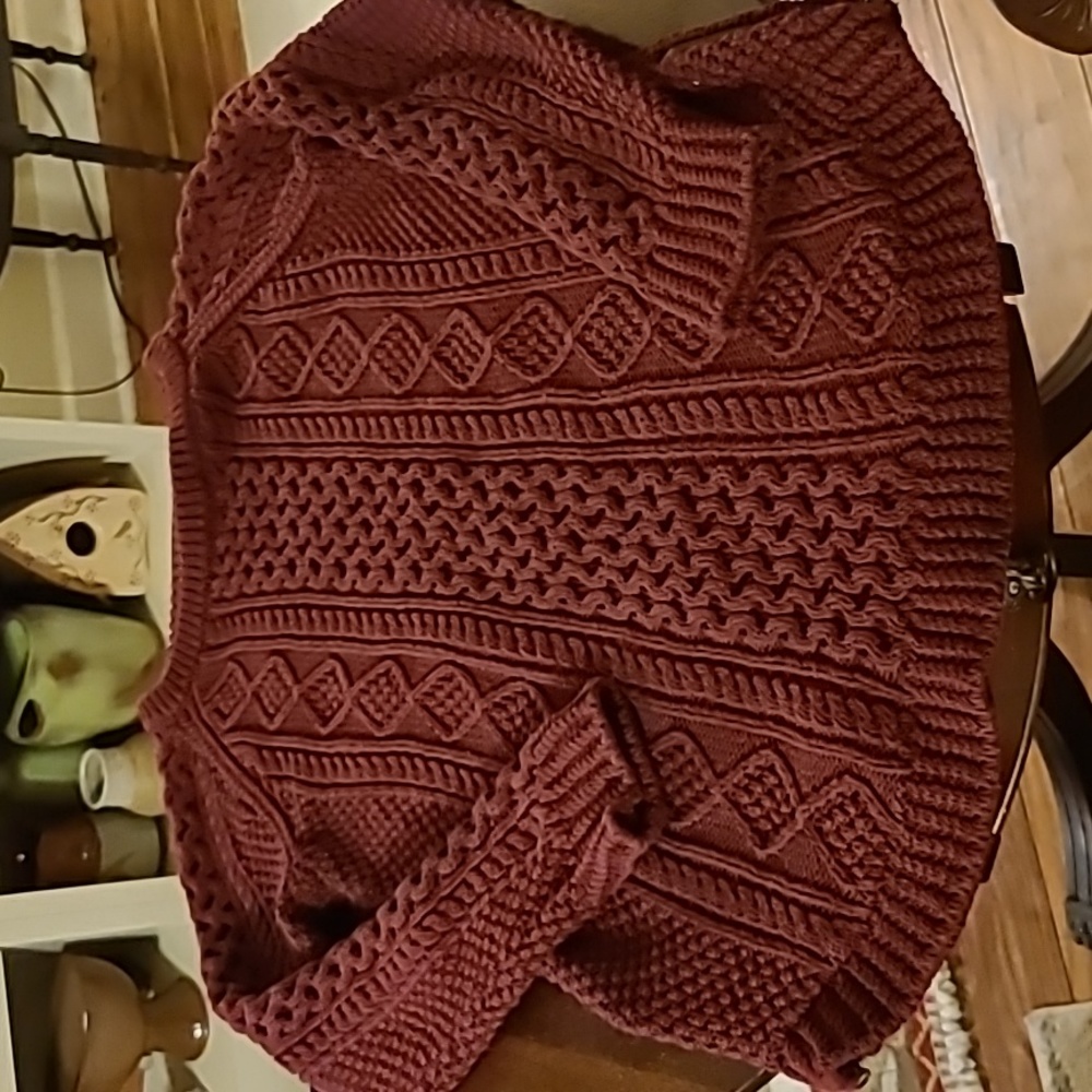 Women's Signature Cotton Fisherman Tunic Sweater. (#513) burgundy sz. M